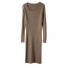 Women's Fall/Winter Wool Midi-Length Half-Turtleneck Knitted Warm Hip-Wrap Skirt