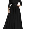 Women's A-Line 3/4 Long Sleeves Chiffon Floor Length Bridesmaid Gowns Plus Size Mother of The Bride Dresses