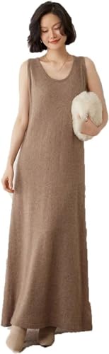 Women Knit Sleeveless Tank Dress Wool Blend Long Pullover Vest Sweater Dress Casual Chic