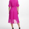 Women's Ruffle Sleeve Surplice Tie Fit & Flare Midi Dress