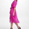 Women's Ruffle Sleeve Surplice Tie Fit & Flare Midi Dress