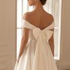 Women's Tea Length Wedding Dress for Bride Simple A Line Midi Courthouse Wedding Dresses