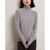 Women's Turtleneck Cable Knit 100 Percent Cashmere Pullover Fall Winter Thick Warm Classic