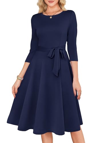 Women's Cocktail Dresses 3/4 Sleeve Vintage Wedding Guest Dress (XS-3XL)