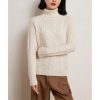 Women's Turtleneck Cable Knit 100 Percent Cashmere Pullover Fall Winter Thick Warm Classic