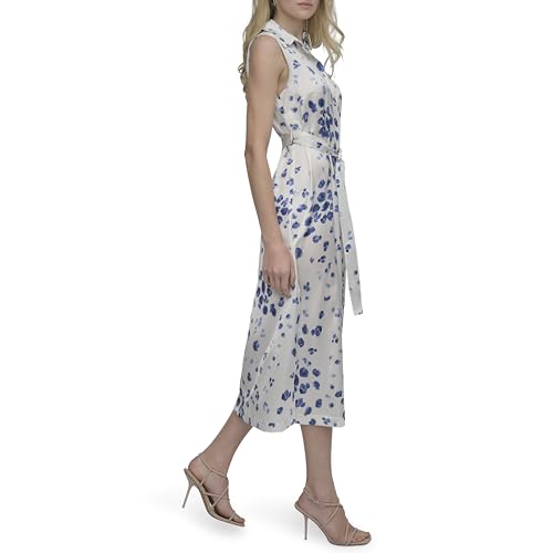 Women's Sleeveless Collared Button Front Midi Shirtdress