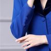 Women V-Neck Long Sleeve Single-Breasted High-Waisted Solid Color Office Dress