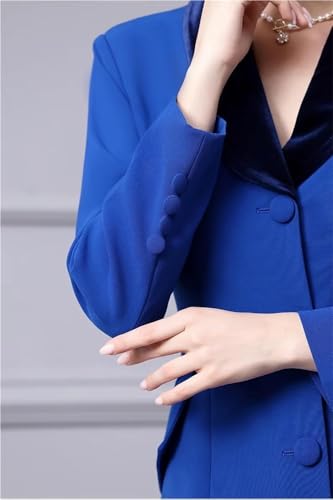 Women V-Neck Long Sleeve Single-Breasted High-Waisted Solid Color Office Dress
