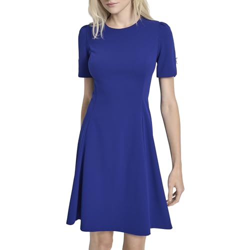 Women's Short Sleeve Jewel Neck Fit & Flare Mini Dress