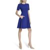 Women's Short Sleeve Jewel Neck Fit & Flare Mini Dress