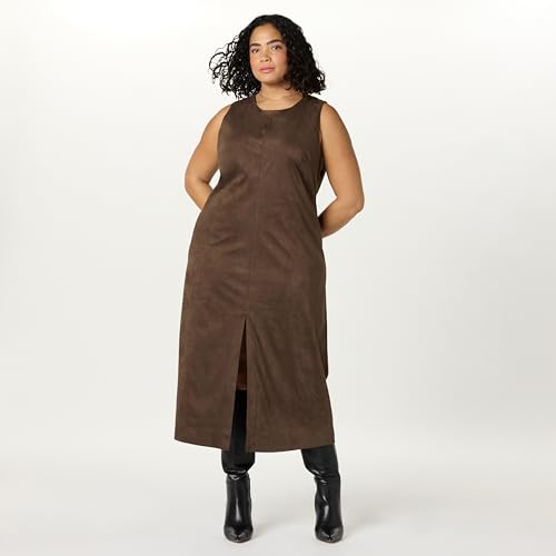 Women's Mina Faux Suede Maxi Dress with Front Slit Detail
