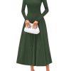 Fall Dresses for Women 2025 Long Sleeve Work Casual A Line Pleated Cocktail Church Midi Winter Sweater Dress