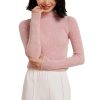 Women's Versatile 100 Percent Cashmere Mock Neck Pullover Fall Winter Slim Basic Soft Warm Sweater