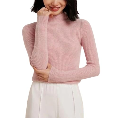 Women's Versatile 100 Percent Cashmere Mock Neck Pullover Fall Winter Slim Basic Soft Warm Sweater