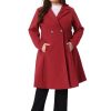 Plus Size Winter Coats for Women Notch Lapel Double Breasted with Pockets A Line Elegant Trench Pea Coats