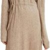 Women V-Neck Cashmere Knit Sweater Dress Long Sleeve Loose Fit Casual Dresses