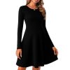 Fall Dresses for Women 2025 Long Sleeve Ribbed Knit A-Line Flowy Casual Wedding Guest Dresses Fashion Clothes