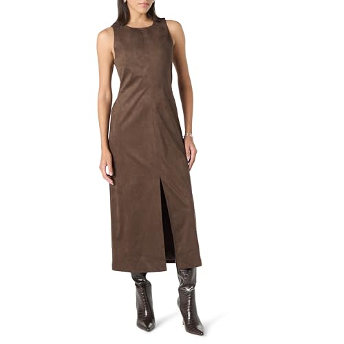 Women's Mina Faux Suede Maxi Dress with Front Slit Detail