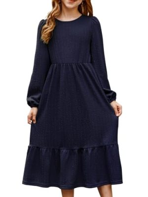 Tween Girls 2025 Fall Dresses Kids Rib Knit Dress Size 6-15 Years