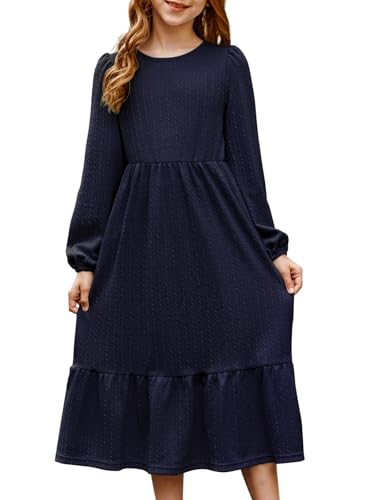 Tween Girls 2025 Fall Dresses Kids Rib Knit Dress Size 6-15 Years