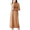 Women's Wool Half High Neck Seven Needle Double Strand Thickened Knitted Long Loose Fit Dress