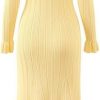 Women's Four-Season Solid Knit Dress Long Sleeve Button Down Casual Ankle Length