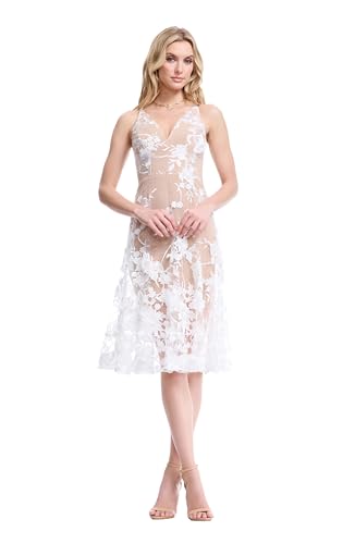Women's Audrey Spaghetti Strap Midi A-line 3D Floral Dress
