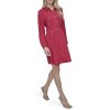 Women's Long Sleeve Collared Neck Button Front Mini Dress with Pockets