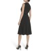 Women's Sleeveless Scuba Crepe Fit and Flare Midi Dress