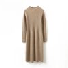Women's Wool Half High Neck Seven Needle Double Strand Thickened Knitted Long Loose Fit Dress