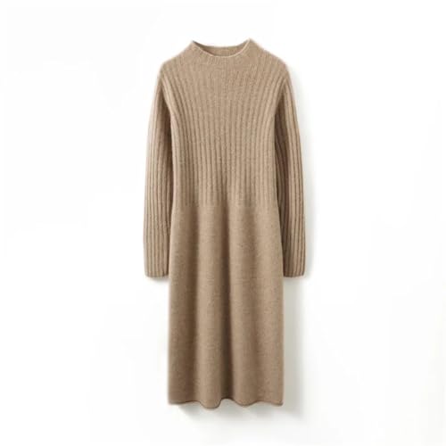 Women's Wool Half High Neck Seven Needle Double Strand Thickened Knitted Long Loose Fit Dress