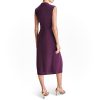 Women's Sleeveless Surplice Neck Front Slit Faux Wrap Midi Dress