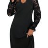 Women 2025 Summer Dress Elegant Straight Lace Long Sleeve Mini Dress For Fall/Winter