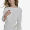 Womens Long Sleeve Boat Neck Midi Dress