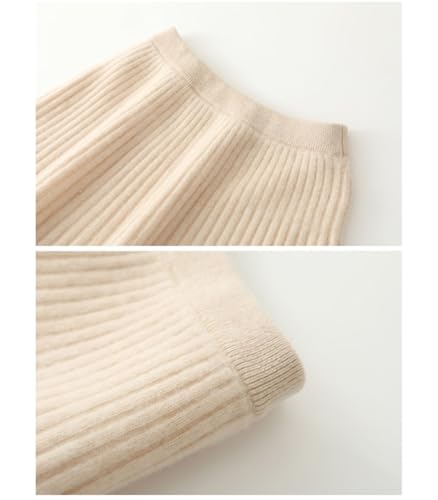 Short Skirt Women's Fall Winter 100% Wool Knitted Skirt Girl's Ribbed Elastic Waist Skirts