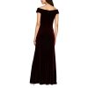 Womens Long Velvet Off The Shoulder Fit and Flare Holiday Dress, Formal Gown (Petite and Regular Sizes)