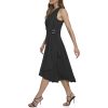 Women's Sleeveless V-Neck Buckle Belt Faux Wrap Midi Dress