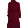 Women's Wool Trench Coat Winter Double-Breasted Jacket with Belts