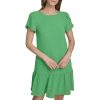 Womens Tulip Sleeve Ruffle Hem Mini Dress