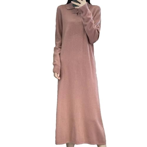 Women's Chinese Style Button Loose Knitted Wool Dress