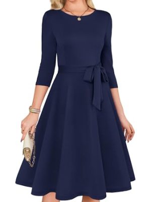 Women's Cocktail Dresses 3/4 Sleeve Vintage Wedding Guest Dress (XS-3XL)