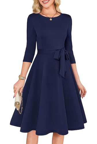 Women's Cocktail Dresses 3/4 Sleeve Vintage Wedding Guest Dress (XS-3XL)