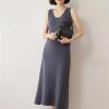 Women Knit Sleeveless Tank Dress Wool Blend Long Pullover Vest Sweater Dress Casual Chic