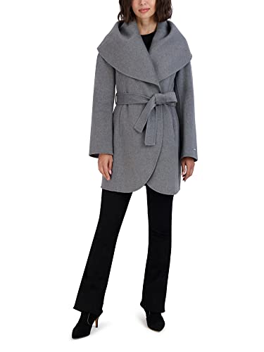 womens Double-faced Luxury Soft Wool Blend Peacoat Removable Belt Wool Coat Oversized Collar