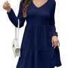 Dresses for Women Casual Long Sleeve V Neck Flowy Swing Tunic Dress Fall Outfits 2025