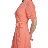 Womens 3/4 Sleeve Faux Wrap Dress