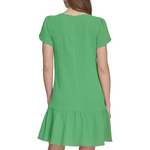 Womens Tulip Sleeve Ruffle Hem Mini Dress
