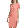 Womens Paris Women's Crepe Side Rouched Sheath Dress