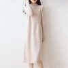 Women's Wool Half High Neck Seven Needle Double Strand Thickened Knitted Long Loose Fit Dress