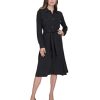 Women's Wear to Work Collared V-Neck Long Sleeve Shirt Dress